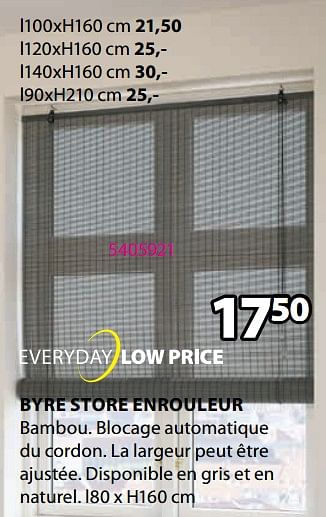 Promotions Byre store enrouleur - Produit Maison - Jysk - Valide de 03/06/2024 à 23/06/2024 chez Jysk