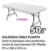 Promotions Kuleskog table pliante - Produit Maison - Jysk - Valide de 03/06/2024 à 23/06/2024 chez Jysk