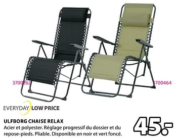 Promotions Ulfborg chaise relax - Produit Maison - Jysk - Valide de 03/06/2024 à 23/06/2024 chez Jysk