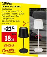 Promotions Lampe de table - Produit maison - Dema - Valide de 03/06/2024 à 30/06/2024 chez Dema