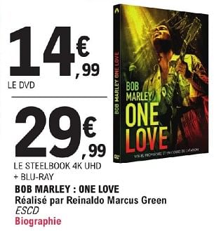 Promotions Bob marley one love LE DVD - Produit Maison - E.Leclerc - Valide de 11/06/2024 à 22/06/2024 chez E.Leclerc