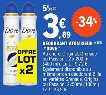 Promotions Déodorant atomiseur dove - Dove - Valide de 11/06/2024 à 22/06/2024 chez E.Leclerc