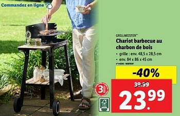 Promotions Chariot barbecue au charbon de bois - Grill Meister - Valide de 19/06/2024 à 25/06/2024 chez Lidl