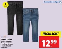 Promotions Set de 2 jeans pour enfants - Produit maison - Lidl - Valide de 19/06/2024 à 25/06/2024 chez Lidl