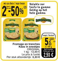 Promotions Fromage en tranches kaas in sneetjes original - Leerdammer - Valide de 11/06/2024 à 07/08/2024 chez Cora