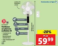 Promotions Silvercrest ventilateur sur pied avec oscillation 3d - SilverCrest - Valide de 19/06/2024 à 25/06/2024 chez Lidl