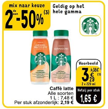 Promoties Caffè latte - Starbucks - Geldig van 11/06/2024 tot 17/06/2024 bij Cora
