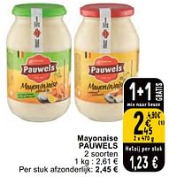 Promoties Mayonaise pauwels - Pauwels - Geldig van 11/06/2024 tot 17/06/2024 bij Cora
