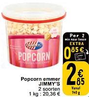 Promoties Popcorn emmer jimmy’s - Jimmy's - Geldig van 11/06/2024 tot 17/06/2024 bij Cora