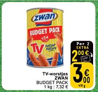 Promoties Tv-worstjes zwan budget pack - Zwan - Geldig van 11/06/2024 tot 17/06/2024 bij Cora