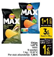 Promoties Chips lay’s max - Lay's - Geldig van 18/06/2024 tot 24/06/2024 bij Cora