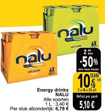Promoties Energy drinks nalu - Nalu - Geldig van 18/06/2024 tot 24/06/2024 bij Cora