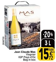Promoties Jean claude mas viognier igp pays d’oc - Witte wijnen - Geldig van 18/06/2024 tot 24/06/2024 bij Cora