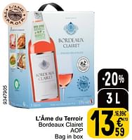 Promoties L’âme du terroir bordeaux clairet aop - Rosé wijnen - Geldig van 18/06/2024 tot 24/06/2024 bij Cora