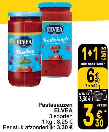 Promoties Pastasauzen - Elvea - Geldig van 18/06/2024 tot 24/06/2024 bij Cora