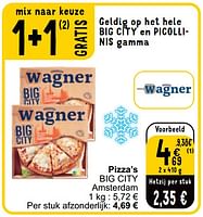 Promoties Pizza’s big city - Original Wagner - Geldig van 18/06/2024 tot 24/06/2024 bij Cora