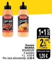 Promoties Sauzen manna squeeze - Manna - Geldig van 18/06/2024 tot 24/06/2024 bij Cora