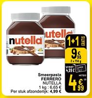 Promoties Smeerpasta ferrero nutella - Nutella - Geldig van 18/06/2024 tot 24/06/2024 bij Cora
