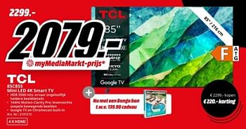 Promoties Tcl 85c855 mini led 4k smart tv - TCL - Geldig van 17/06/2024 tot 30/06/2024 bij Media Markt