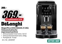 Promoties Delonghi magnifica eacam220.21.bg volautomatische espressomachine - Delonghi - Geldig van 17/06/2024 tot 30/06/2024 bij Media Markt
