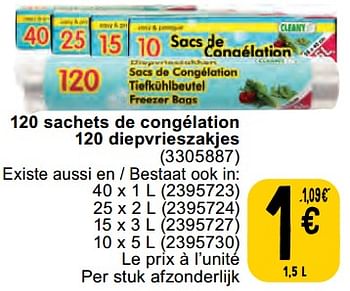 Promotions 120 sachets de congélation 120 diepvrieszakjes - Produit maison - Cora - Valide de 11/06/2024 à 24/06/2024 chez Cora