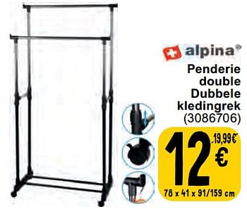 Promotions Penderie double dubbele kledingrek - Alpina - Valide de 11/06/2024 à 24/06/2024 chez Cora