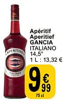 Promotions Apéritif aperitief gancia italiano - Gancia - Valide de 11/06/2024 à 17/06/2024 chez Cora