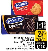 Promotions Biscuits - koekjes mc vitie’s - McVitie's - Valide de 11/06/2024 à 17/06/2024 chez Cora