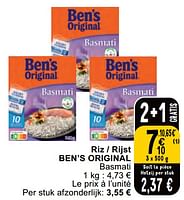 Promotions Riz - rijst ben’s original basmati - Ben'Original - Valide de 11/06/2024 à 17/06/2024 chez Cora