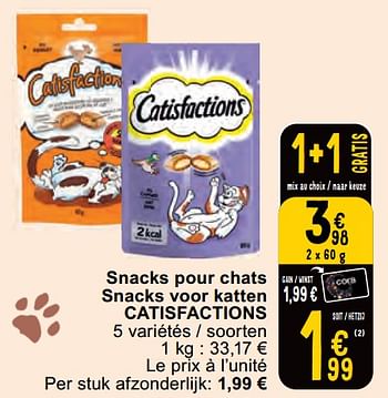 Promotions Snacks pour chats snacks voor katten catisfactions - Catisfactions - Valide de 11/06/2024 à 17/06/2024 chez Cora