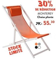 Promotions Monterey chaise pliante - Produit maison - Casa - Valide de 10/06/2024 à 30/06/2024 chez Casa