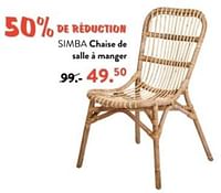 Promotions Simba chaise de salle à manger - Produit maison - Casa - Valide de 10/06/2024 à 30/06/2024 chez Casa
