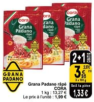 Promotions Grana padano râpé cora - Produit maison - Cora - Valide de 18/06/2024 à 24/06/2024 chez Cora