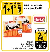 Promotions Knacki - Herta - Valide de 18/06/2024 à 24/06/2024 chez Cora
