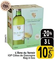 Promotions L’âme du terroir igp côtes de gascogne - Vins blancs - Valide de 18/06/2024 à 24/06/2024 chez Cora