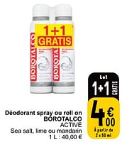 Promotions Déodorant spray ou roll on borotalco active - Borotalco - Valide de 18/06/2024 à 24/06/2024 chez Cora
