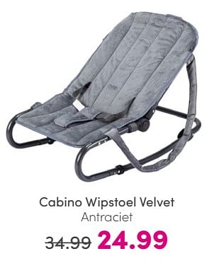 Promoties Cabino wipstoel velvet antraciet - Cabino - Geldig van 16/06/2024 tot 22/06/2024 bij Baby & Tiener Megastore