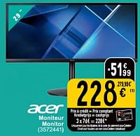 Promotions Acer moniteur monitor - Acer - Valide de 11/06/2024 à 24/06/2024 chez Cora