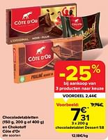 Promoties Chocoladetablet dessert 58 - Cote D'Or - Geldig van 19/06/2024 tot 25/06/2024 bij Carrefour