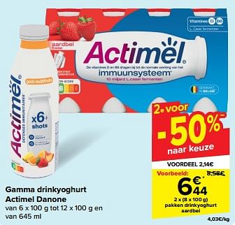 Promoties Pakken drinkyoghurt aardbei - Danone - Geldig van 19/06/2024 tot 25/06/2024 bij Carrefour