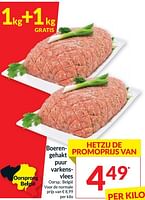 Promoties Boerengehakt puur varkensvlees - Huismerk - Intermarche - Geldig van 18/06/2024 tot 23/06/2024 bij Intermarche