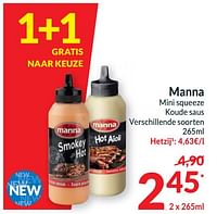 Promoties Manna mini squeeze koude saus - Manna - Geldig van 18/06/2024 tot 23/06/2024 bij Intermarche