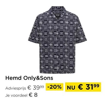 Promoties Hemd only+sons - Only & Sons - Geldig van 26/05/2024 tot 30/06/2024 bij Molecule