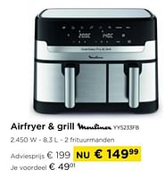 Promoties Airfryer + grill moulinex yy5233fb - Moulinex - Geldig van 26/05/2024 tot 30/06/2024 bij Molecule