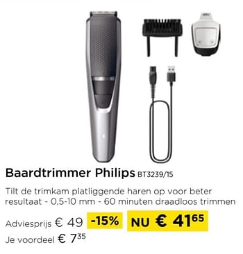 Promoties Baardtrimmer philips bt3239-15 - Philips - Geldig van 26/05/2024 tot 30/06/2024 bij Molecule
