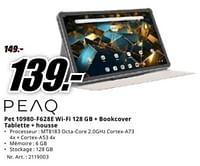 Promotions Peaq pet 10980-f628e wi-fi 128 gb + bookcover tablette + housse - Peaq - Valide de 17/06/2024 à 30/06/2024 chez Media Markt