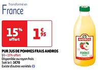 Promoties Pur jus de pommes frais andros - Andros - Geldig van 18/06/2024 tot 24/06/2024 bij Auchan