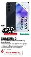 Promotions Samsung galaxy a55 256 gb awesome navy smartphone - Samsung - Valide de 17/06/2024 à 30/06/2024 chez Media Markt