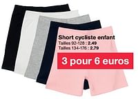 Promotions Short cycliste enfant - Produit maison - Zeeman  - Valide de 15/06/2024 à 21/06/2024 chez Zeeman