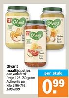 Promoties Olvarit maaltijdpotjes - Olvarit - Geldig van 17/06/2024 tot 23/06/2024 bij Albert Heijn